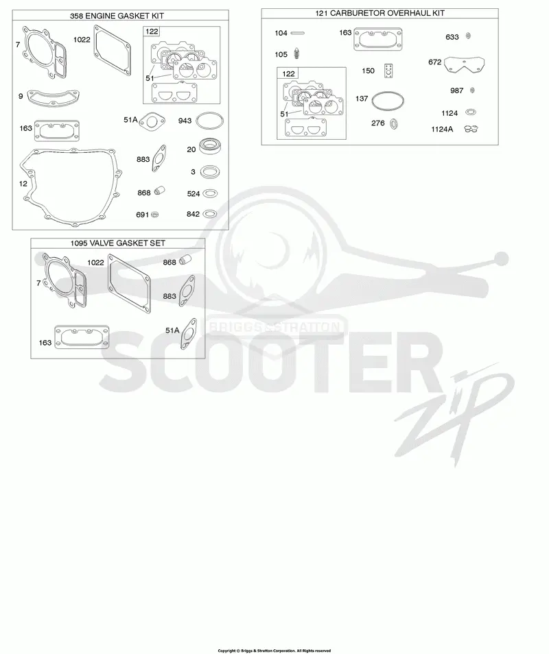 Engine/Valve Gasket Set, Carburetor Overhaul Kit