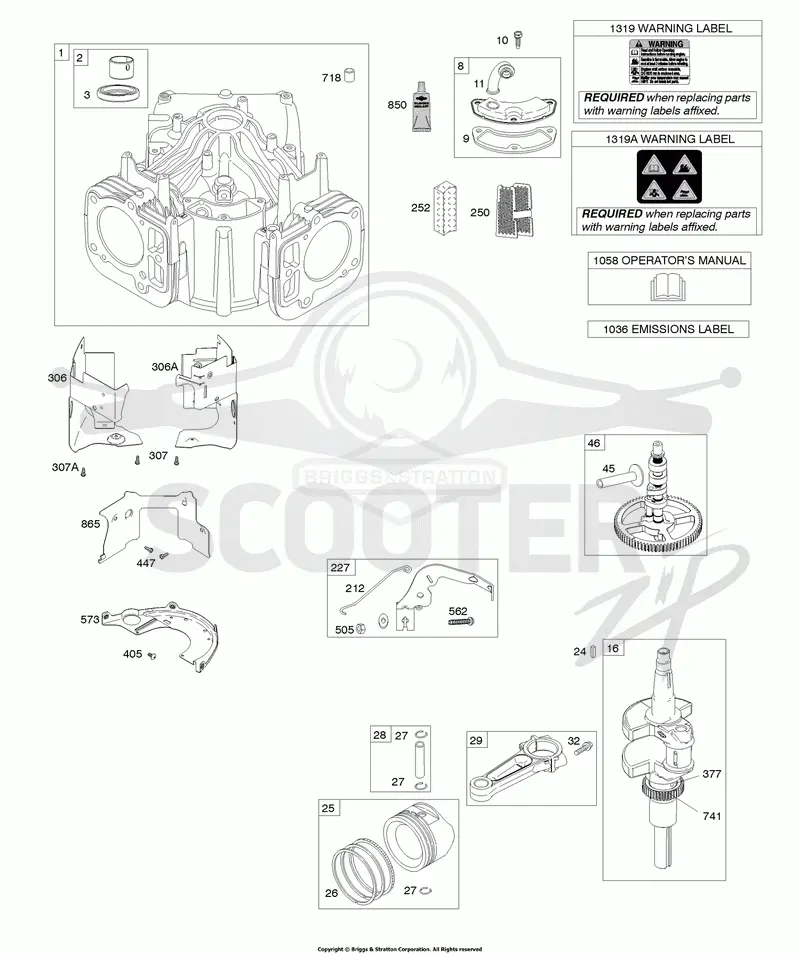 Cylinder, Crankshaft, Camshaft, Air Guides