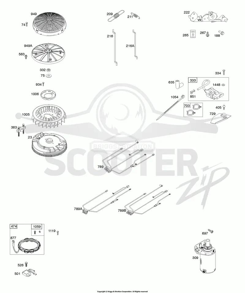 Flywheel, Controls, Wire Harness, Alternator, Starter