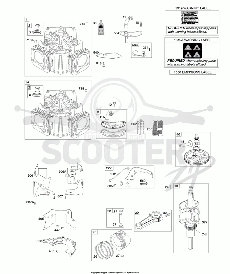 Cylinder, Crankshaft, Camshaft, Air Guides, Piston, Rings, Connecting Rod