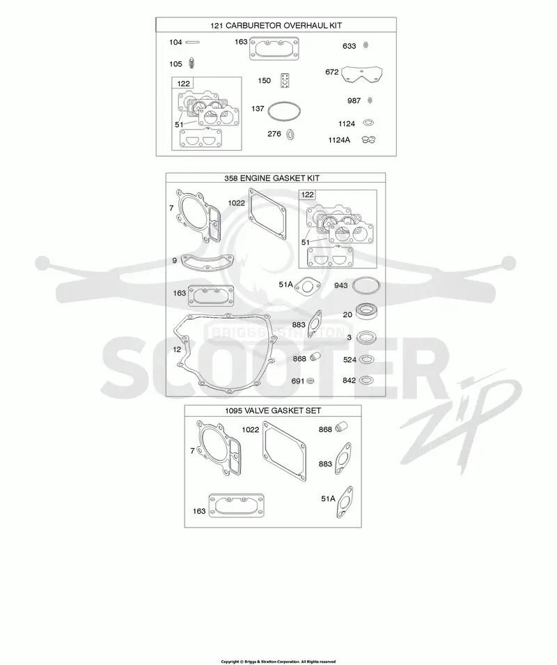 Engine/Valve Gasket Set, Carburetor Overhaul Kit