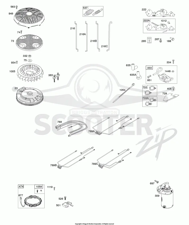 Flywheel, Controls, Wire Harness, Alternator, Starter