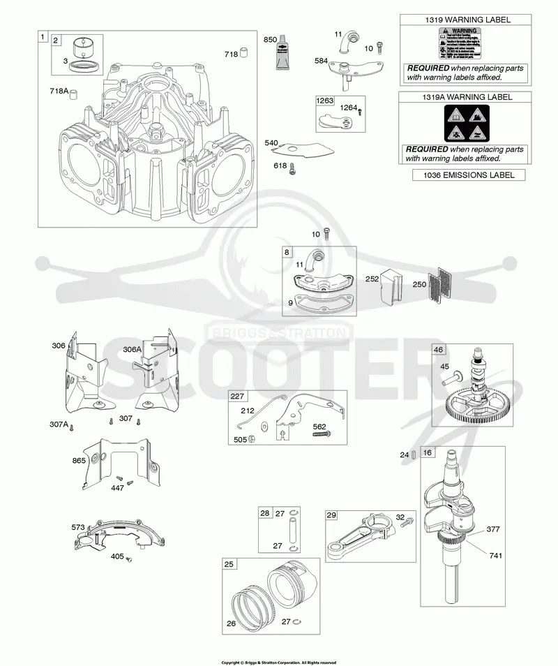 Cylinder, Crankshaft, Camshaft, Air Guides
