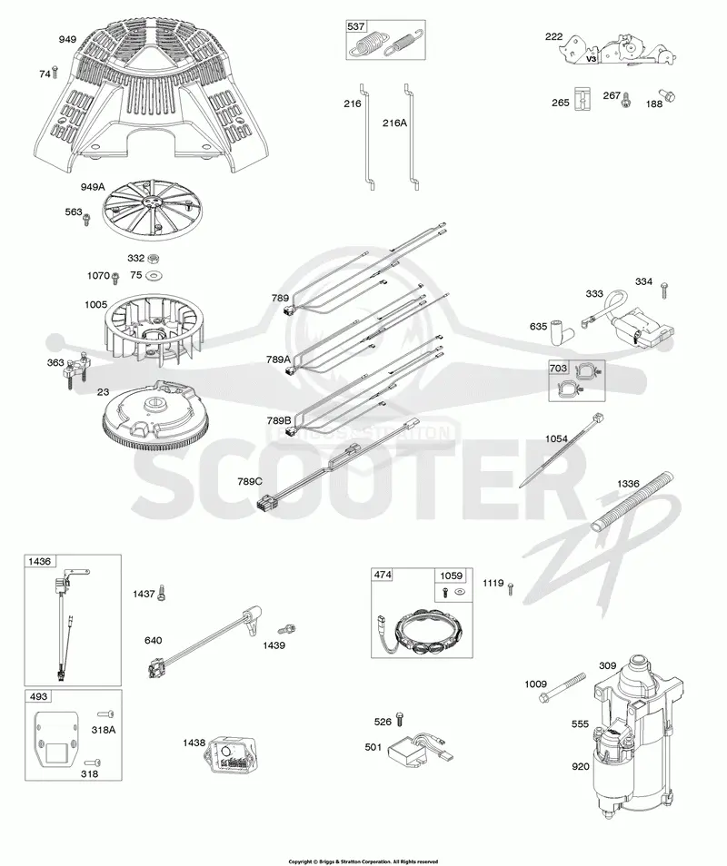 Flywheel, Controls, Wire Harness, Alternator, Starter