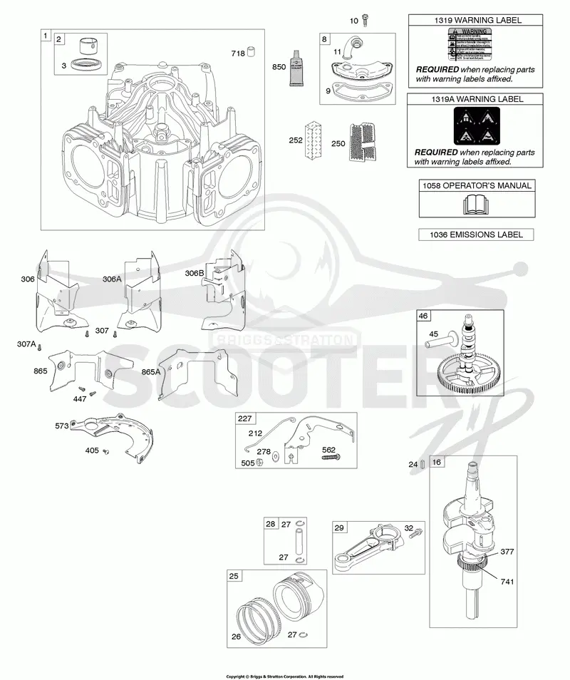 Cylinder, Crankshaft, Camshaft, Air Guides, Piston, Ring, Connecting Rod