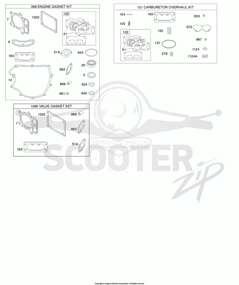 Engine/Valve Gasket Set, Carburetor Overhaul Kit