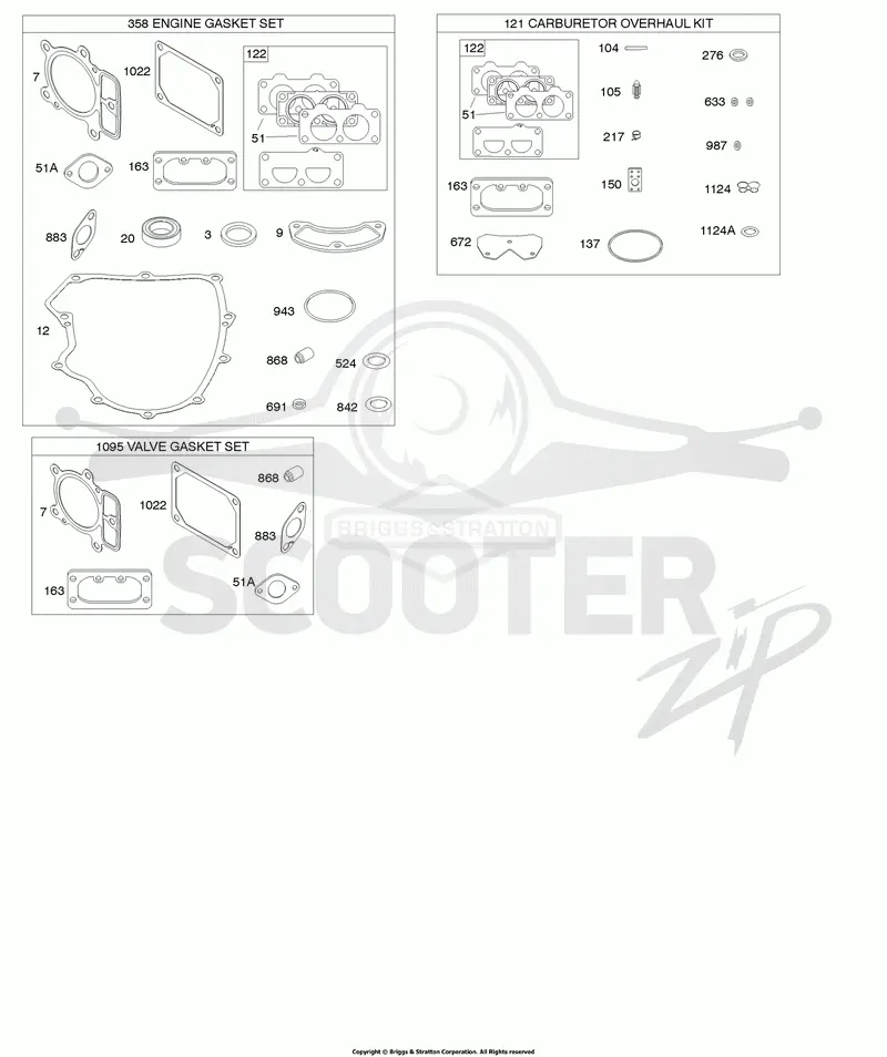 Engine/Valve Gasket Set, Carburetor Overhaul Kit