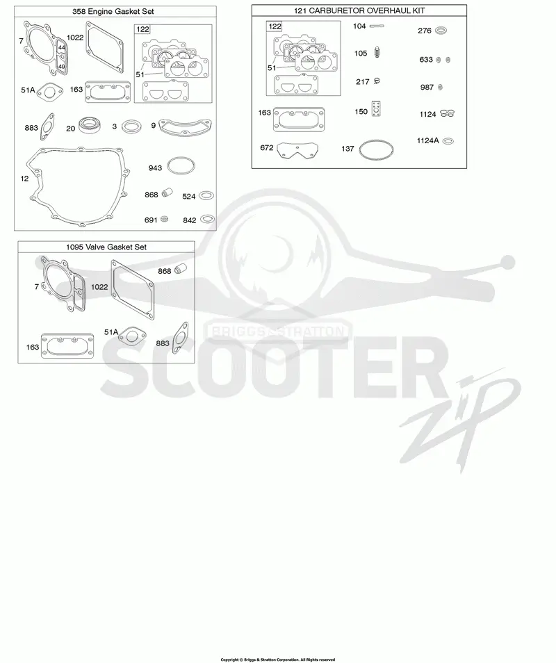 Engine/Valve Gasket Set, Carburetor Overhaul Kit