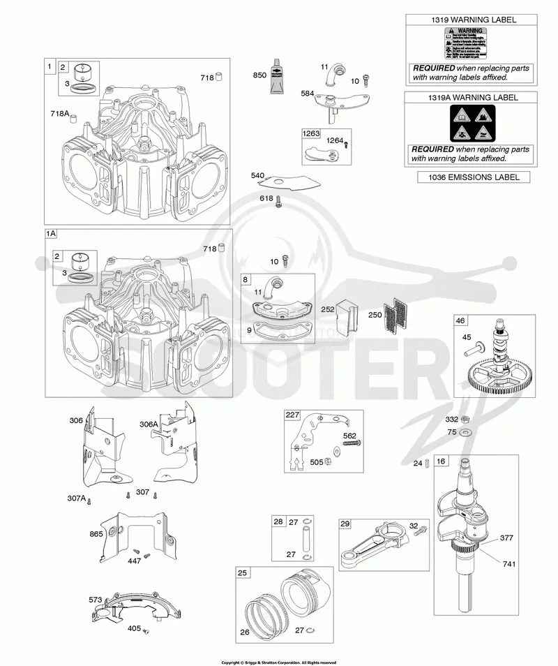 Cylinder, Crankshaft, Camshaft, Air Guides