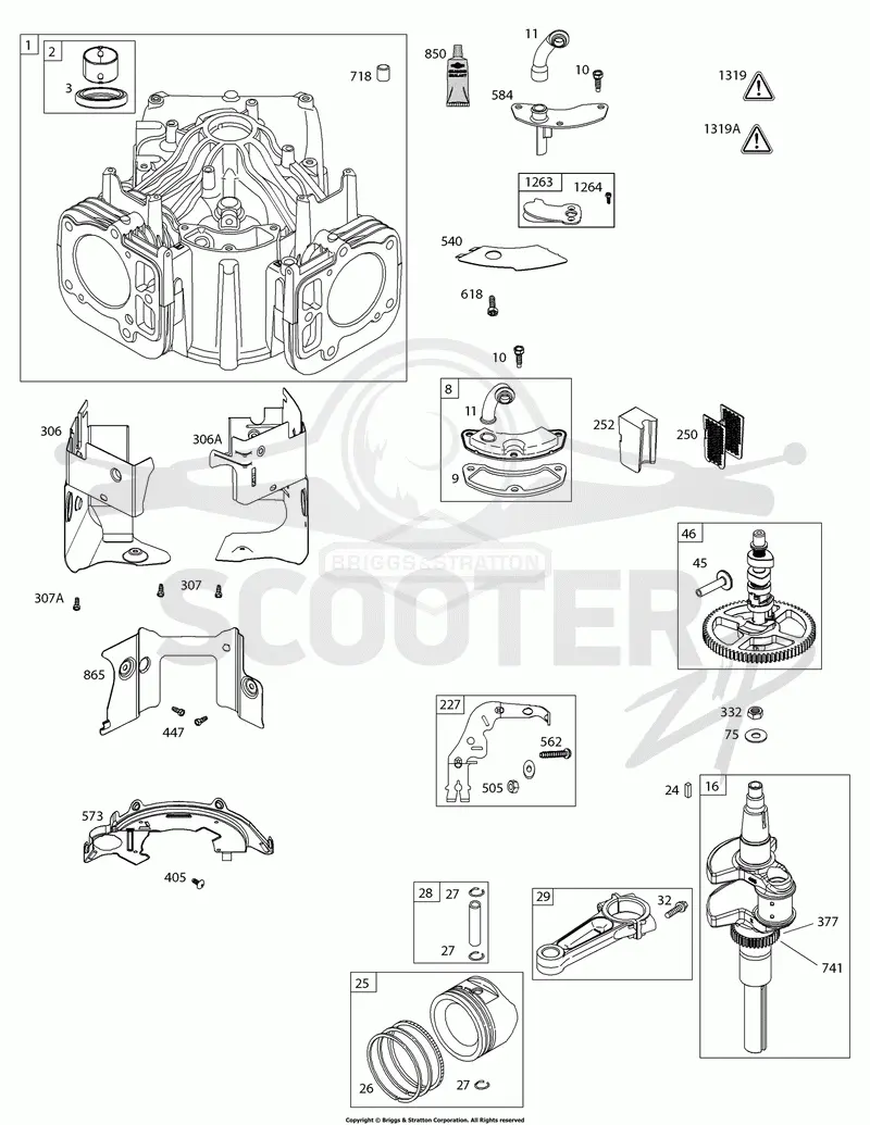 Cylinder, Crankshaft, Camshaft, Air Guides