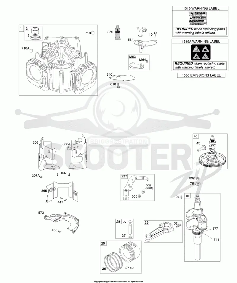 Cylinder, Crankshaft, Camshaft, Air Guides
