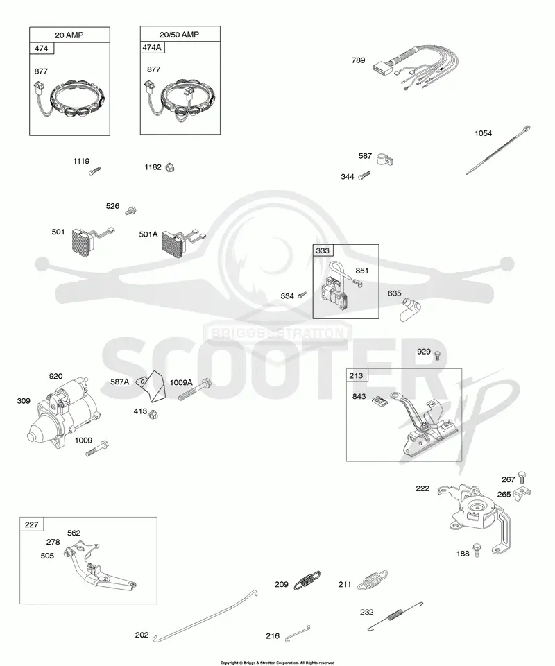 Alternator, Ignition, Springs, Electric Starter, Controls