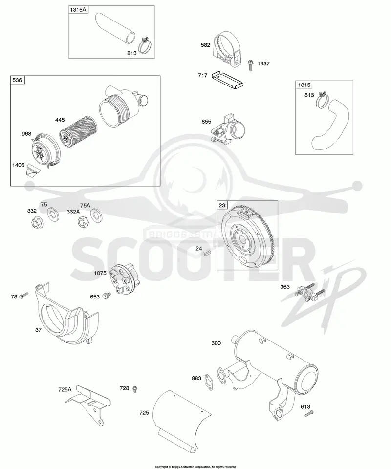 Air Cleaner, Flywheel, Exhaust