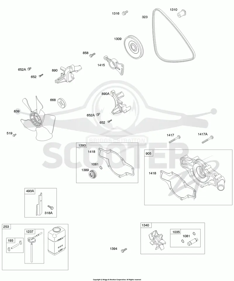 Water Pump, Vee Belt, Radiator Fan