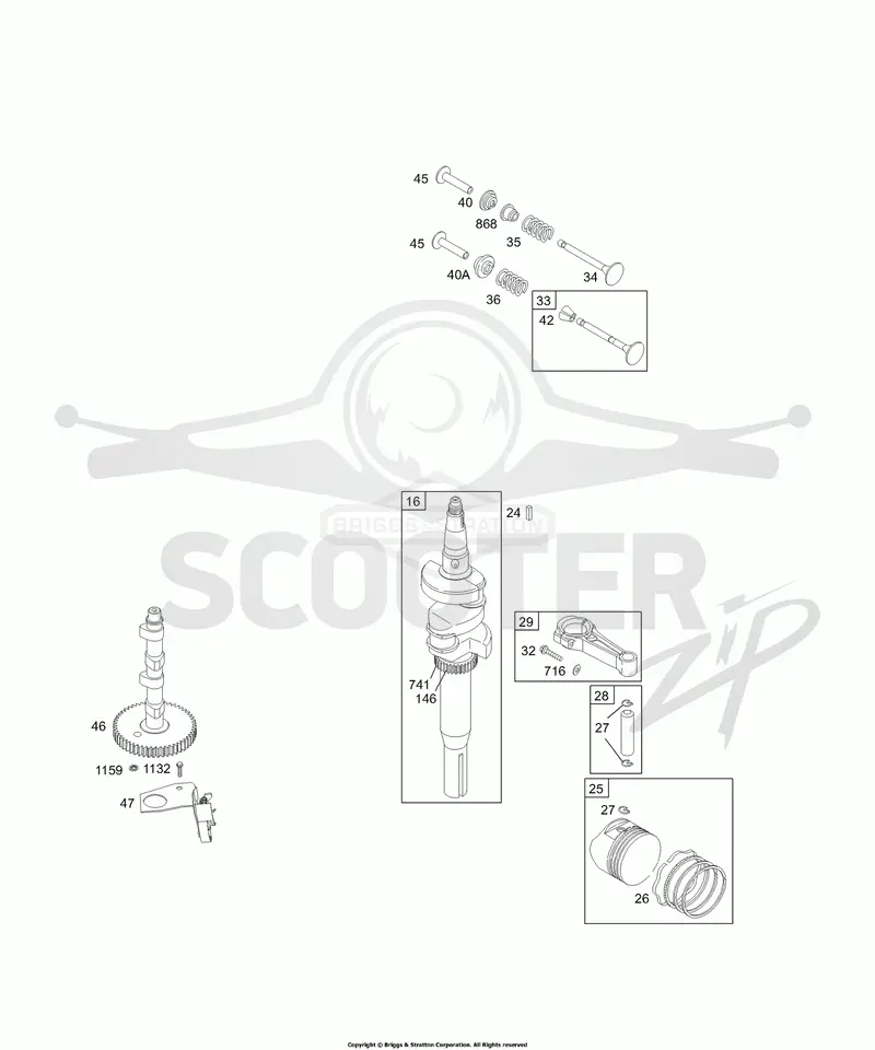 Cam, Crankshaft, Pistons, Valves