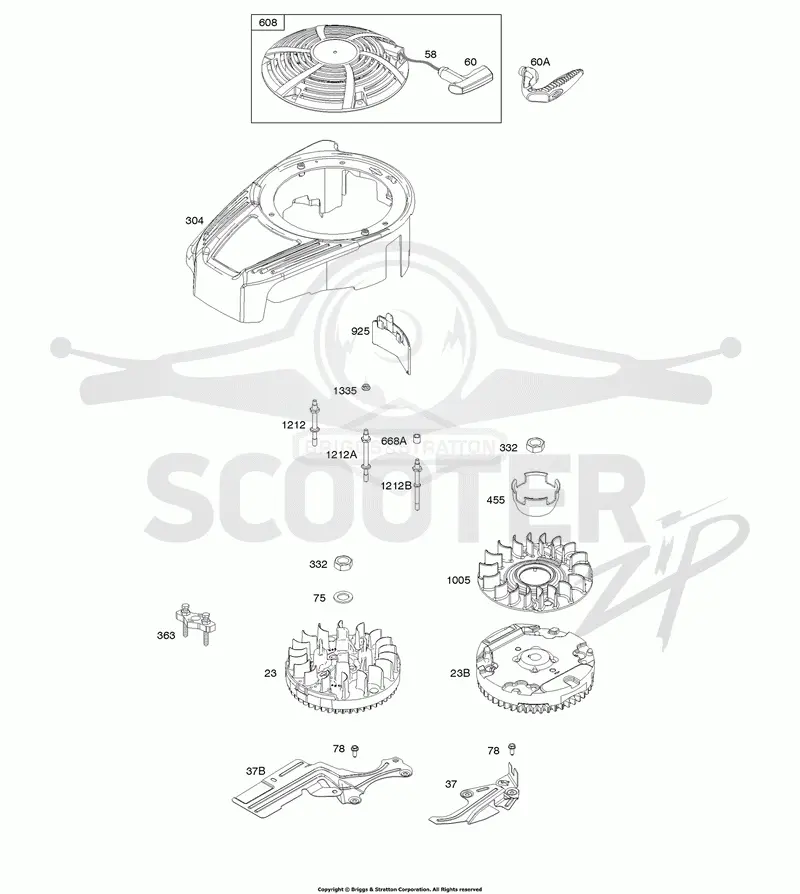 Blower Housing, Cover/Guards, Flywheel, Rewind Starter