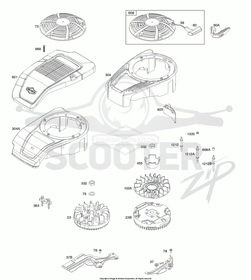Blower Housing, Cover/Guards, Flywheel, Rewind Starter