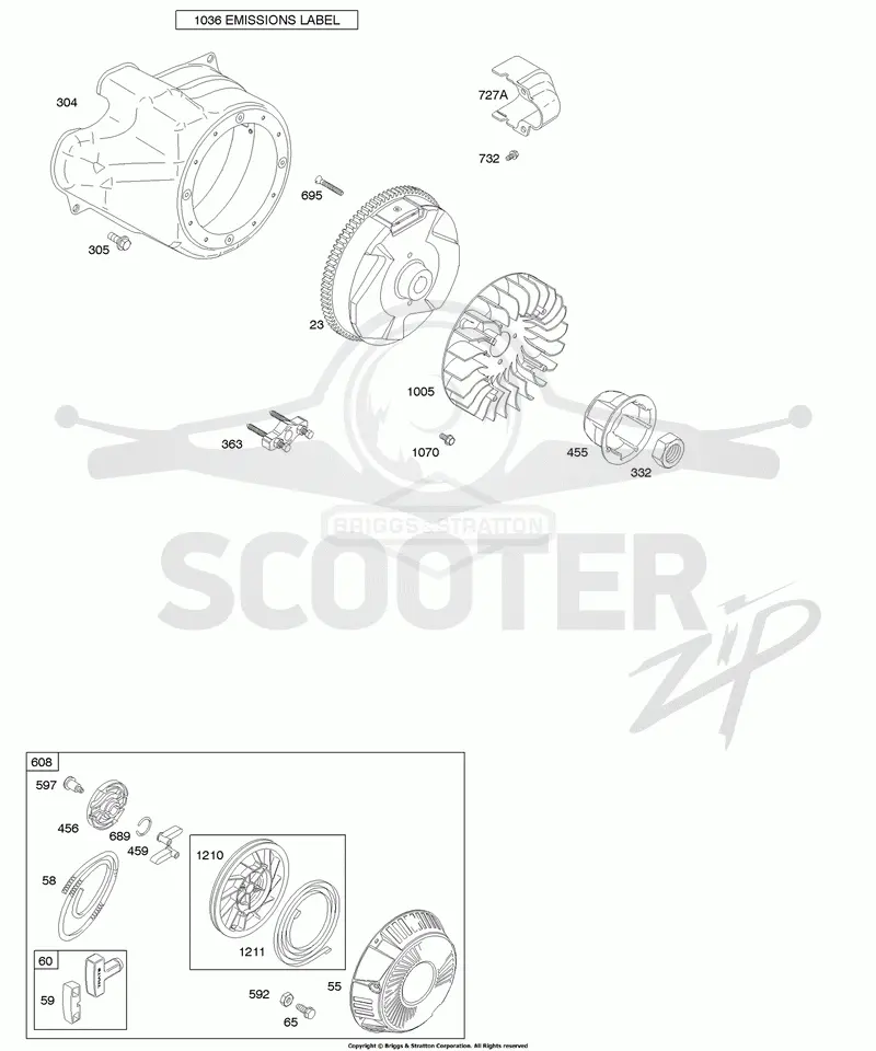 Blower Housing/Shrouds, Flywheel, Rewind Starter