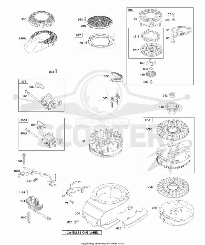 Alternator, Blower Housing, Electric Starter, Flywheel, Ignition
