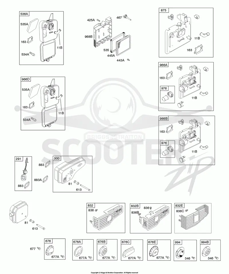 Air Cleaner, Exhaust System, Governor Spring