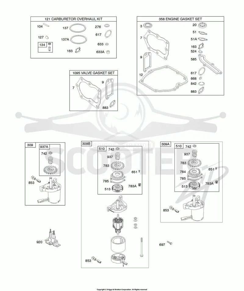 Engine, Valve, & Carburetor KIts, Rewind Starter