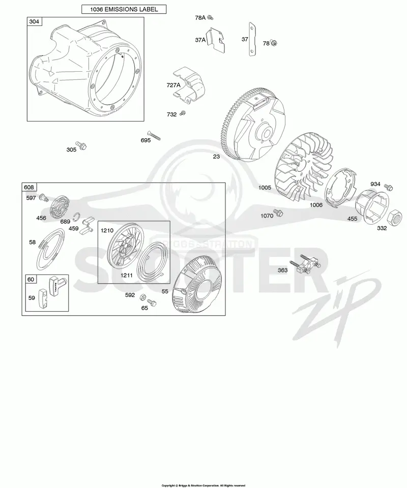 Blower Housing/Shrouds, Flywheel, Rewind Starter