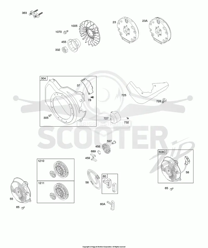 Blower Housing/Shrouds, Flywheel, Rewind Starter