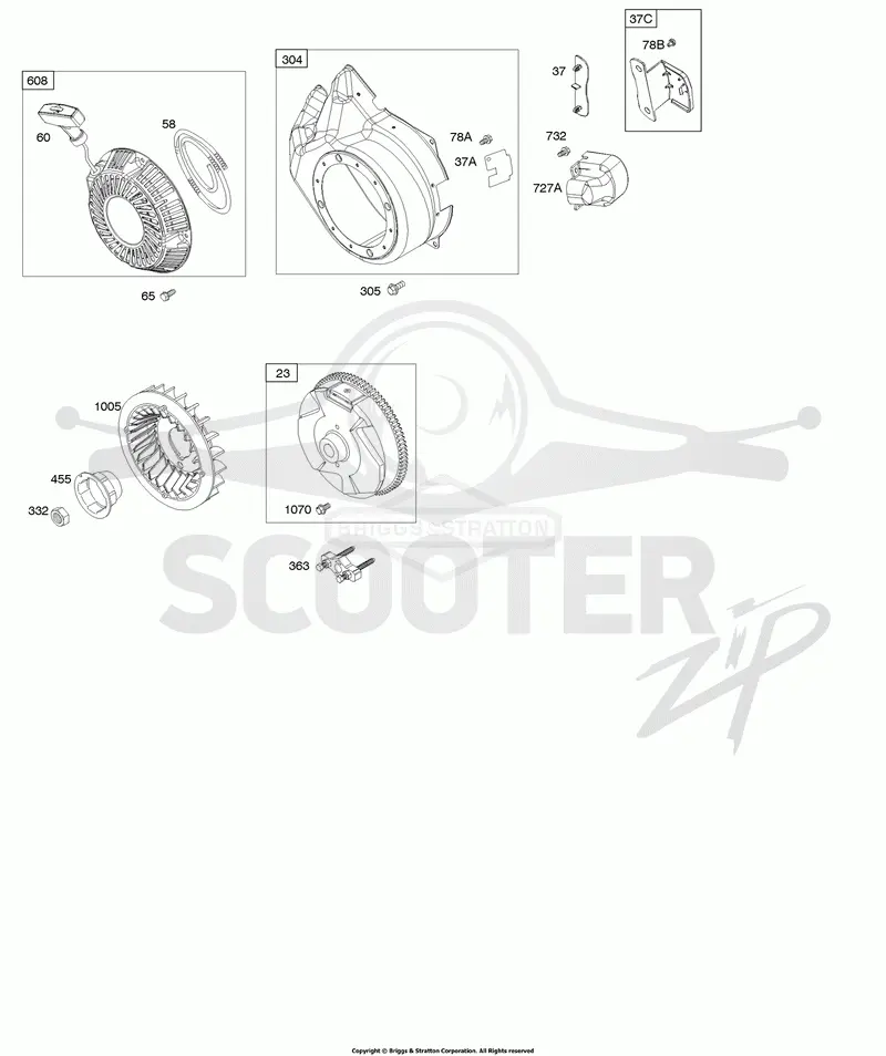 Blower Housing/Shrouds, Flywheel, Rewind Starter