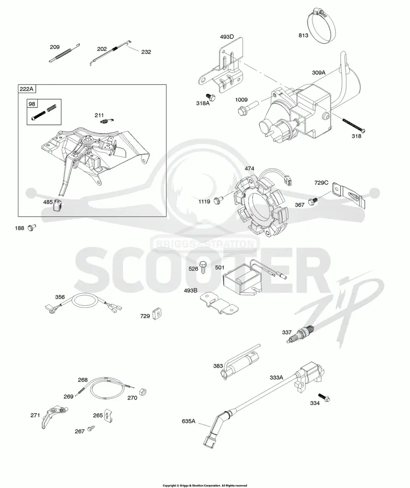Alternator, Controls, Electrical Starter, Governor Spring, Ignition