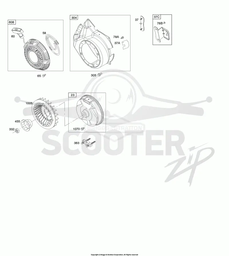 Blower Housing/Shrouds, Flywheel, Rewind Starter