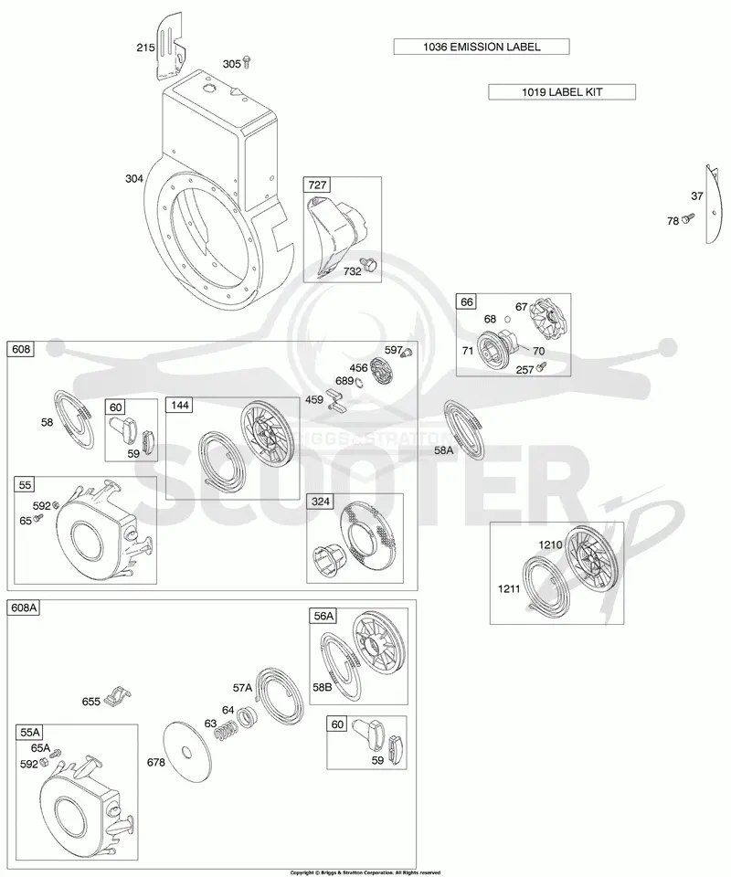 Blower Housing, Rewind Starter