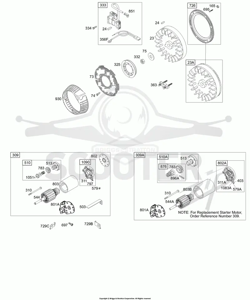 ELECTRIC STARTER, FLYWHEEL, ARMATURE
