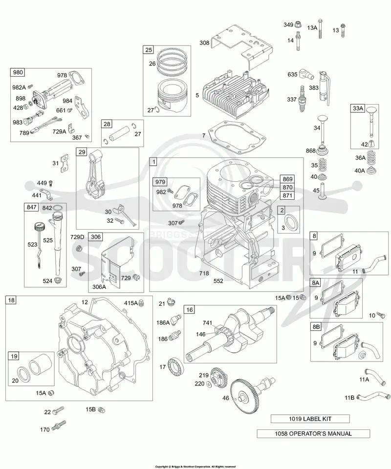 CRANKSHAFT, CRANKCASE, BREATHER, CYLINDER, PISTONS, OIL