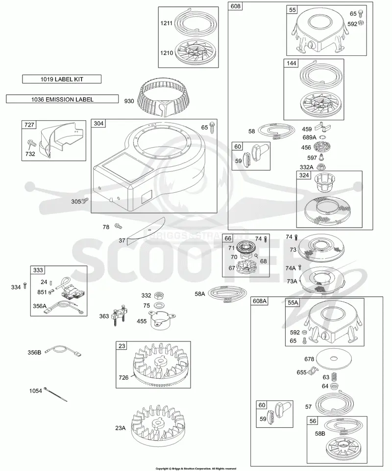 Blower Housing, Flywheel, Armature, Rewind
