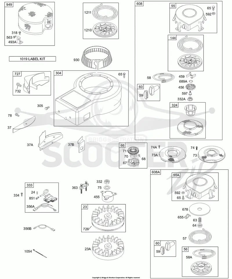 Blower Housing, Flywheel, Armature, Rewind