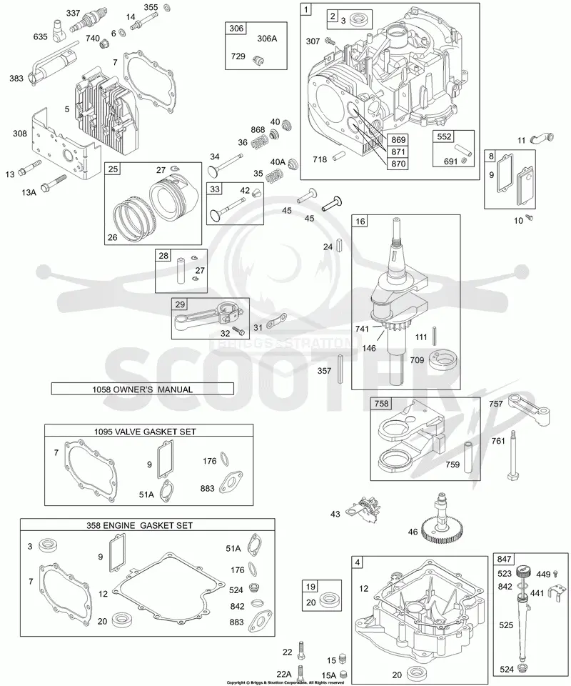 Cylinder, Head, Piston/Ring, Crankshaft,Counterweight, Sump, Oil, Gasket Sets, Cam