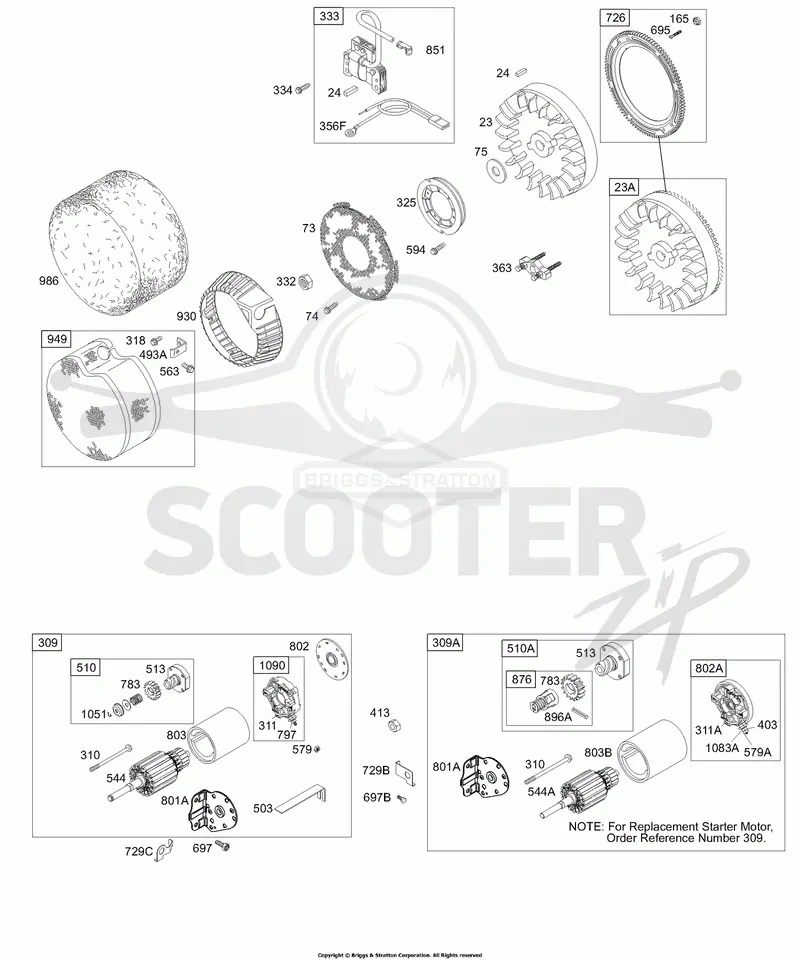 ELECTRIC STARTER, FLYWHEEL, ARMATURE