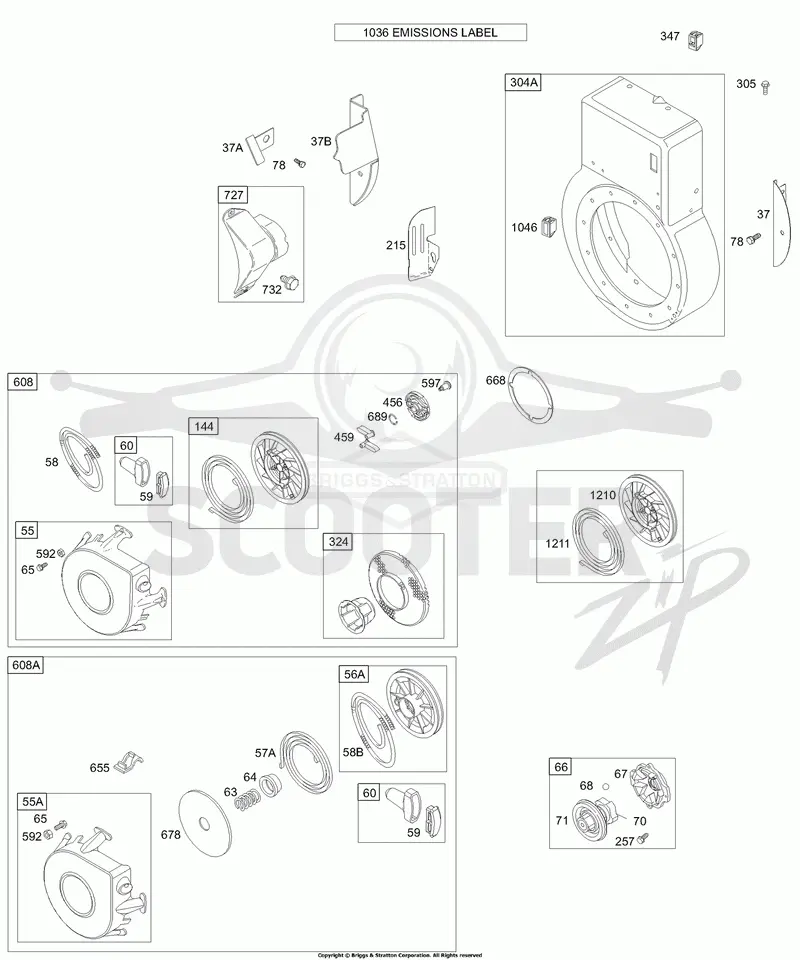 BLOWER HOUSING, GUARDS, REWIND STARTER