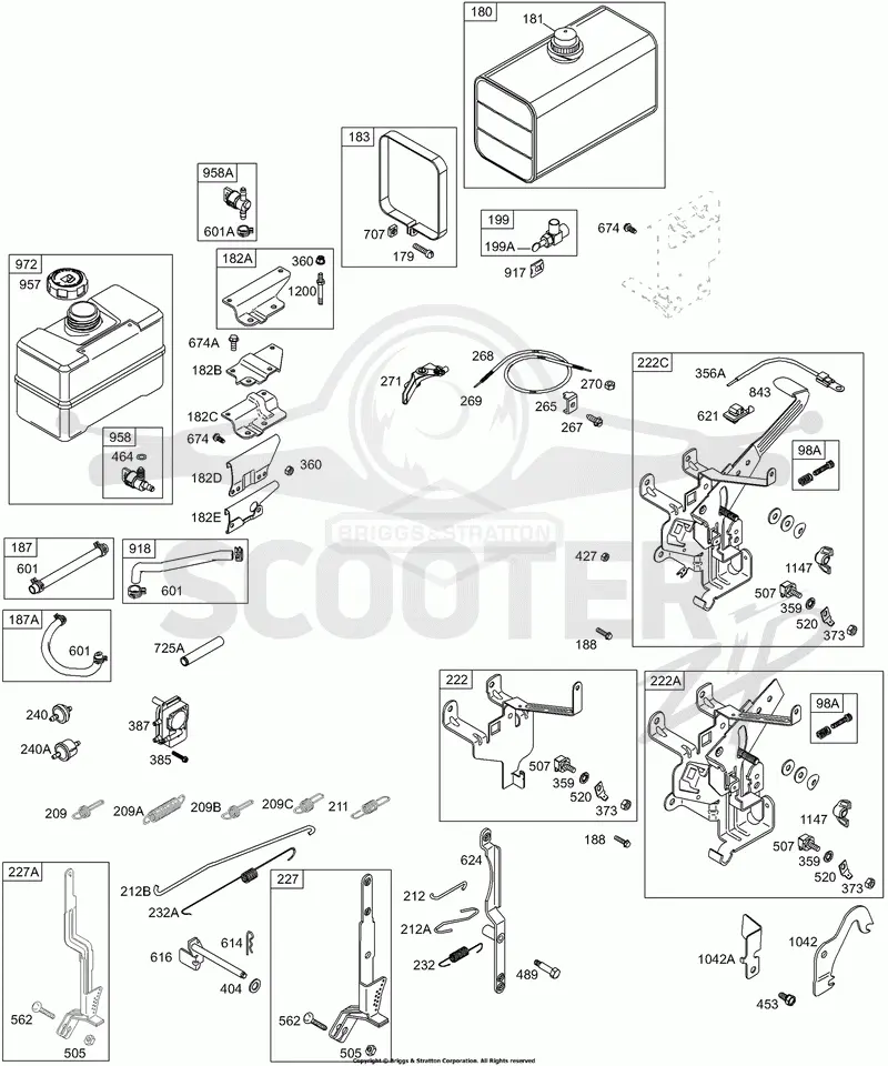 CONTROLS, SPRINGS, FUEL TANK, HOSES
