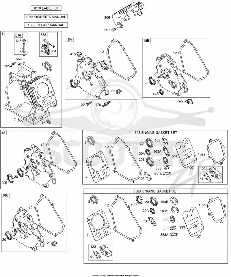 Crankcase Cover/Sump, Cylinder, Kits/Gaskets - Engine