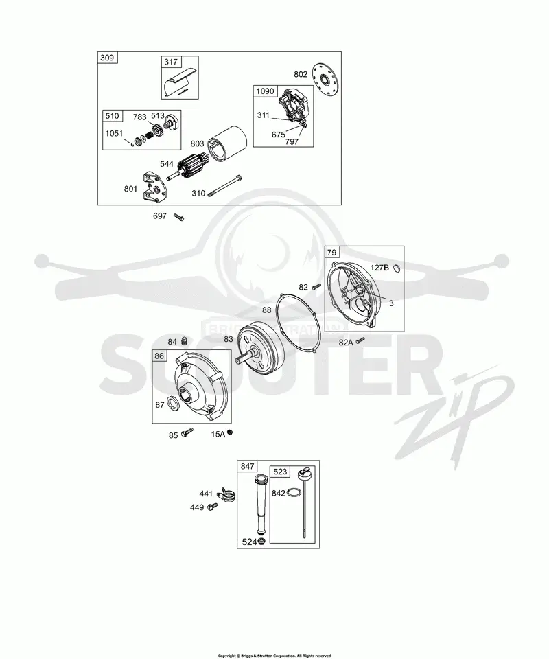 Electric Starter, Gear Reducer, Oil