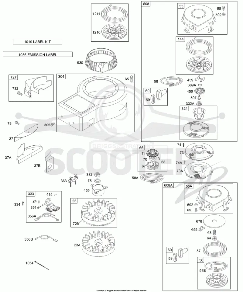 Blower Housing, Flywheel, Armature, Rewind