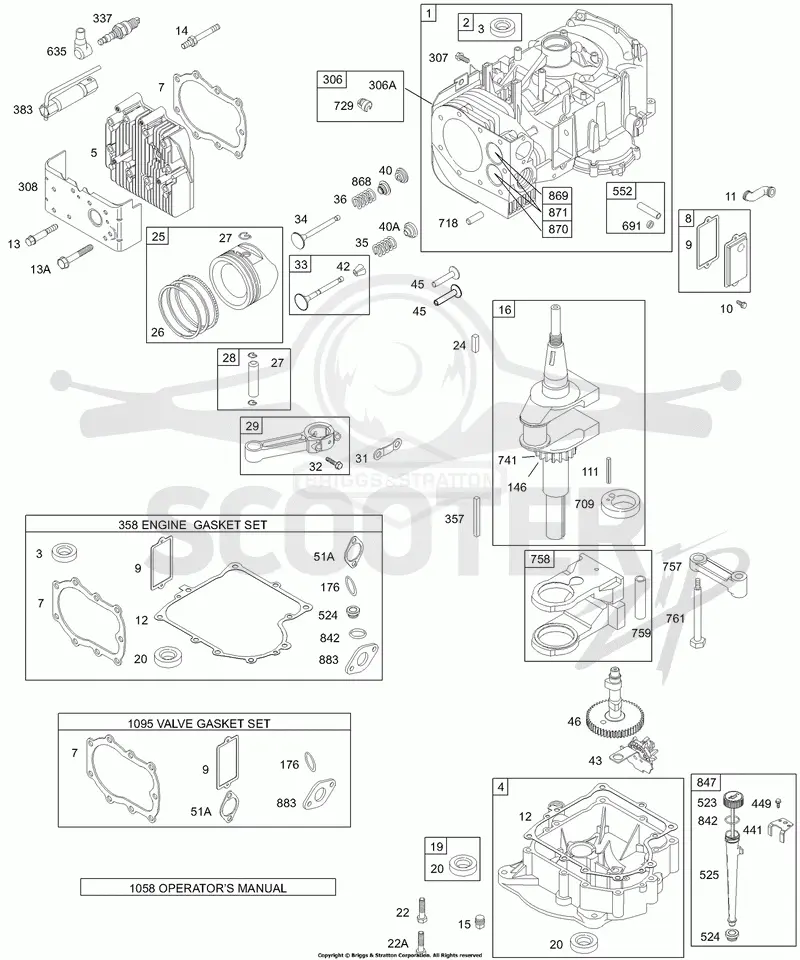 Cylinder, Crankshaft, Piston, Head, Sump, Counterweight, Oil, Gasket Kits