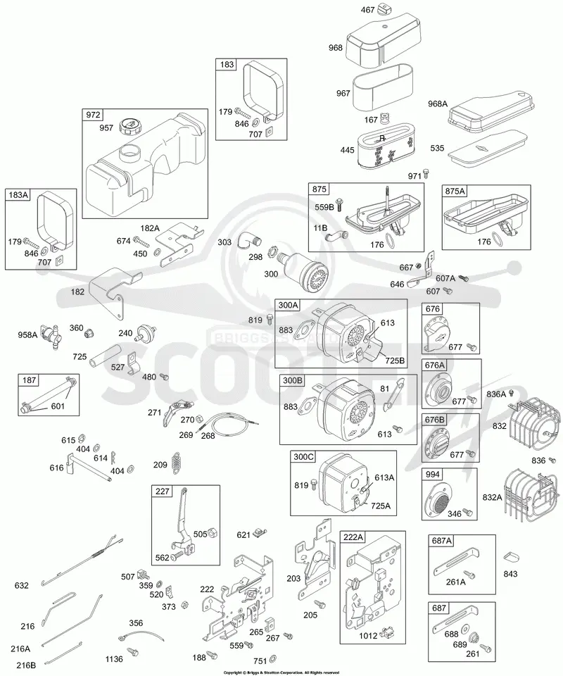 Fuel, Control Bracket, Muffler, Air Cleaner