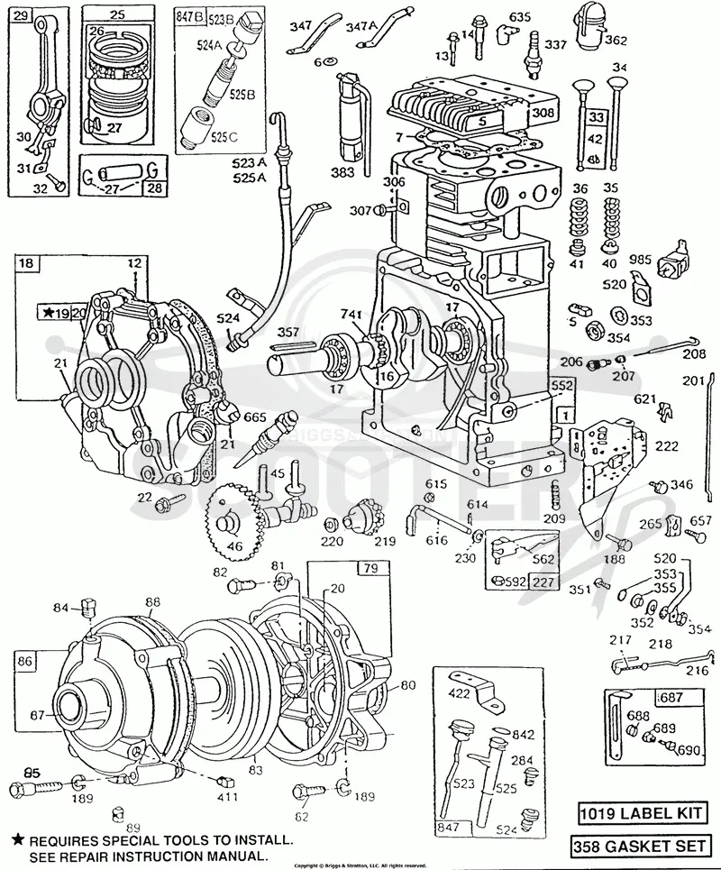 Cyl,Muffler,CrnkCse,Gear Cse