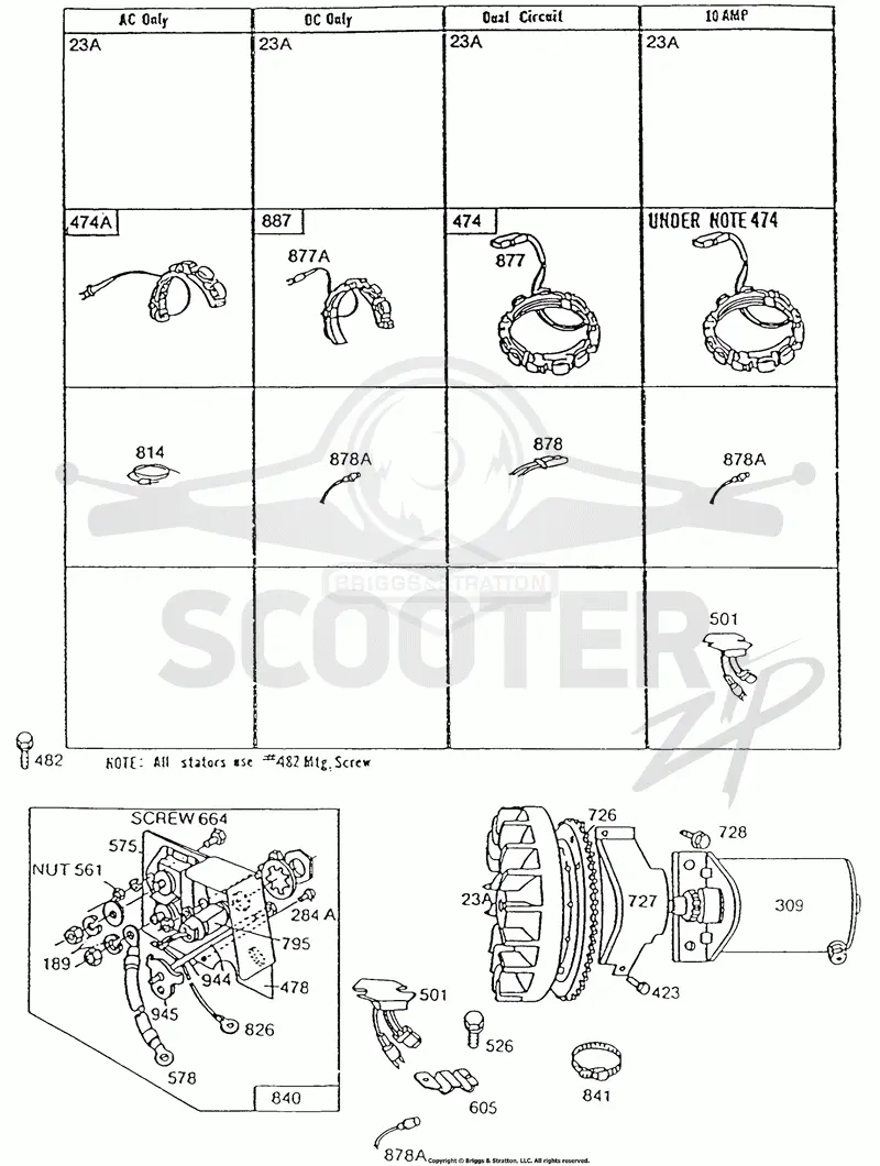 Alternator Chart, Elect Starter