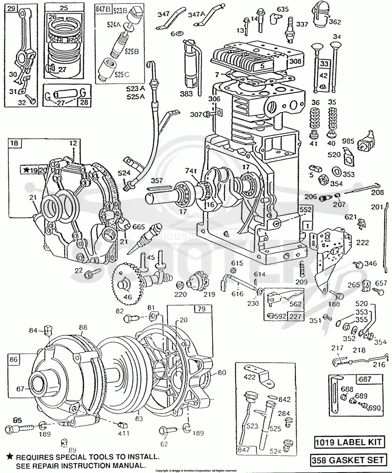 Cyl,Muffler,CrnkCse,Gear Cse