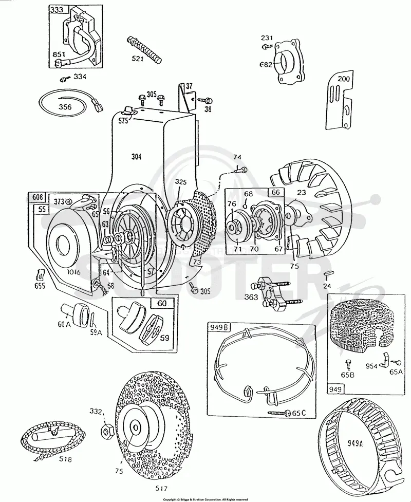 Blower Hsg, Rewind, Flywheel