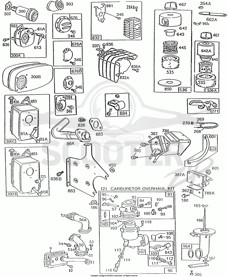 Mufflers, Carburetor, A/C Grps