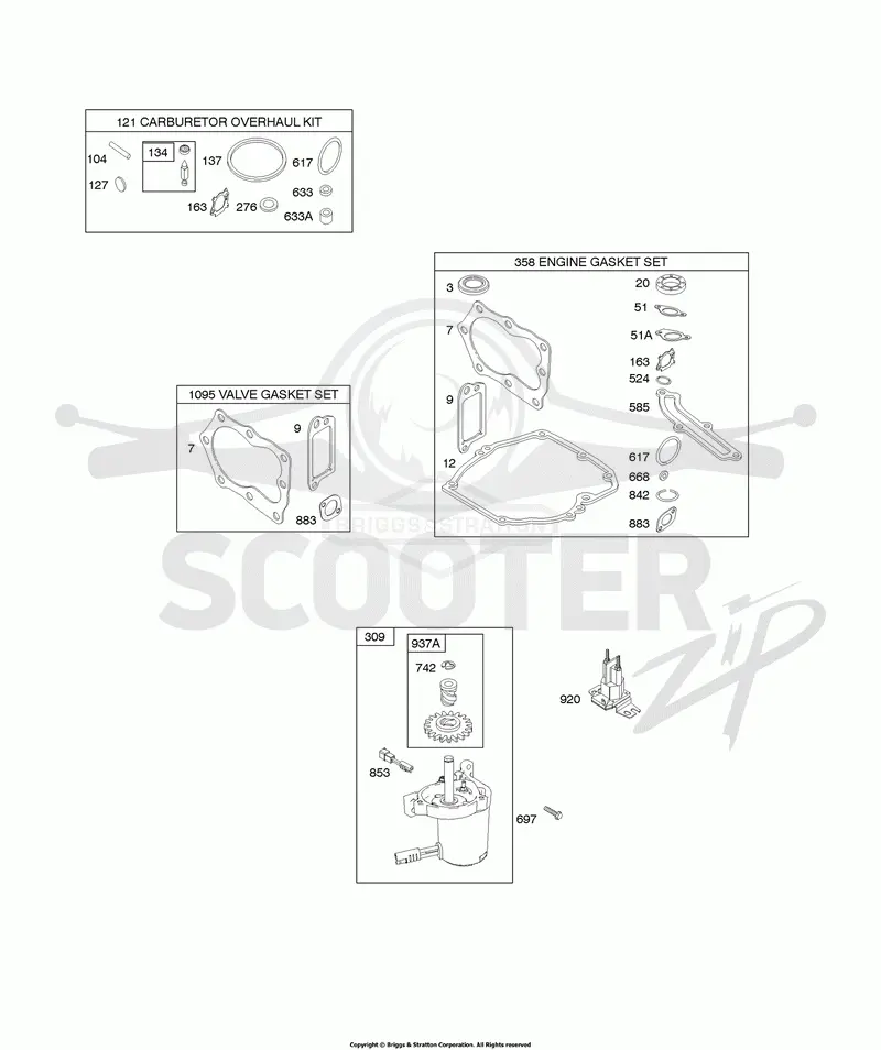 Electric Starter, Gasket Kits, Gasket and Carburetor Overhaul Kits